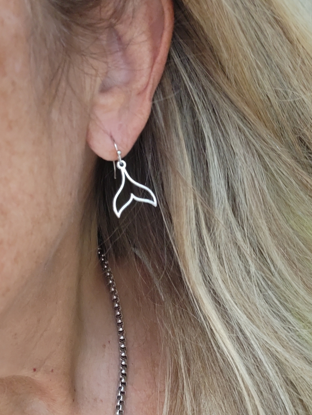 Silver Mermaid Tail Drop Earrings